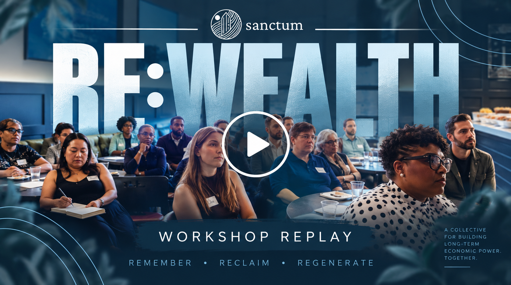 RE:WEALTH Workshop Replay — attendees gathered at a live workshop session